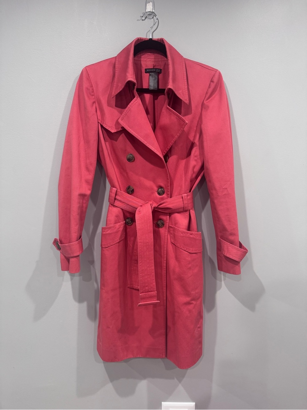 Vintage Kenneth Cole Double-Breasted Trench Coat with Belt- cotton